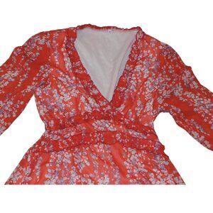 Medium Gorgeous Red Floral Maxi Dress – Long Sleeve